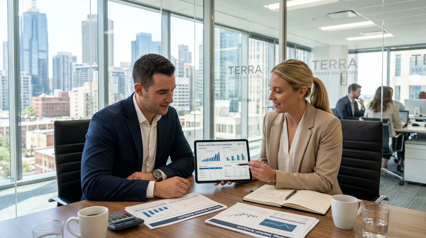Independent commercial energy brokerage reviewing utility bills and supplier rates